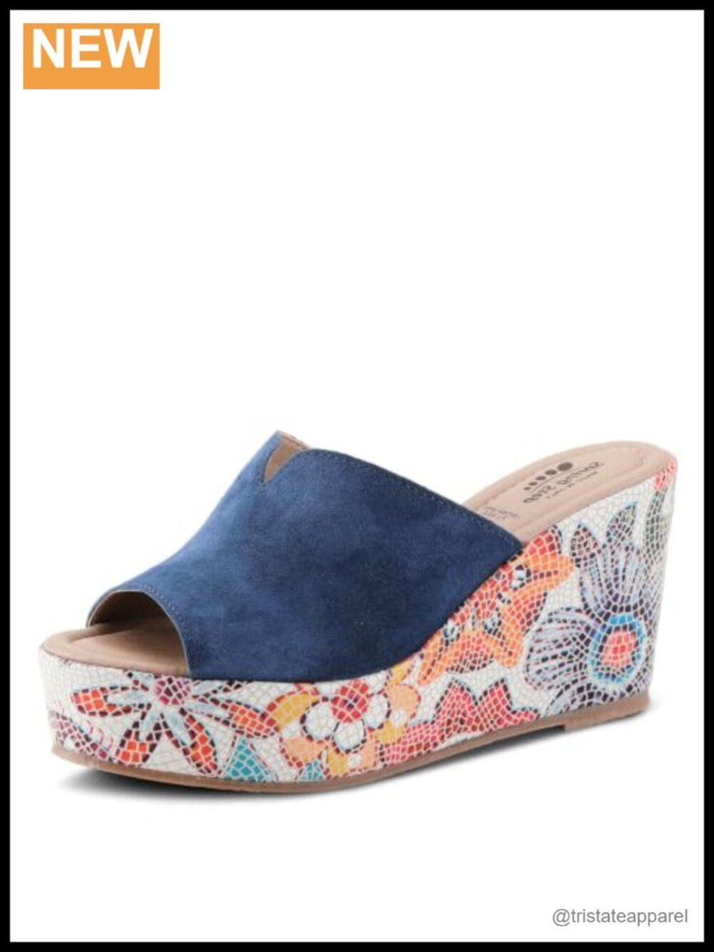 Suede Slide Sandal Peep Toe Mosaic Wedge Faux Leather Comfort Dress Casual